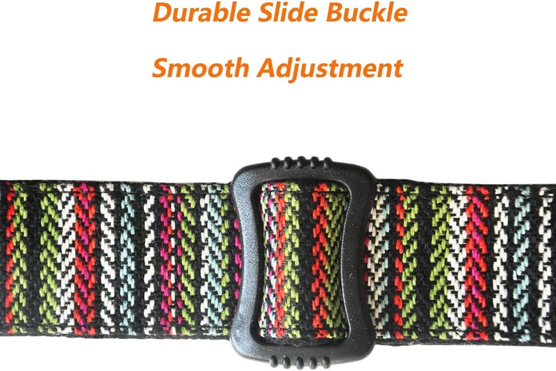Farcaya Ukulele Strap for Soprano Concert Tenor Baritone Uke Mandolin Banjo Cotton Soft Country Style with Picks Locks Buttons End Pins Musical Instrument Accerssories (Striped Green) - Image 2